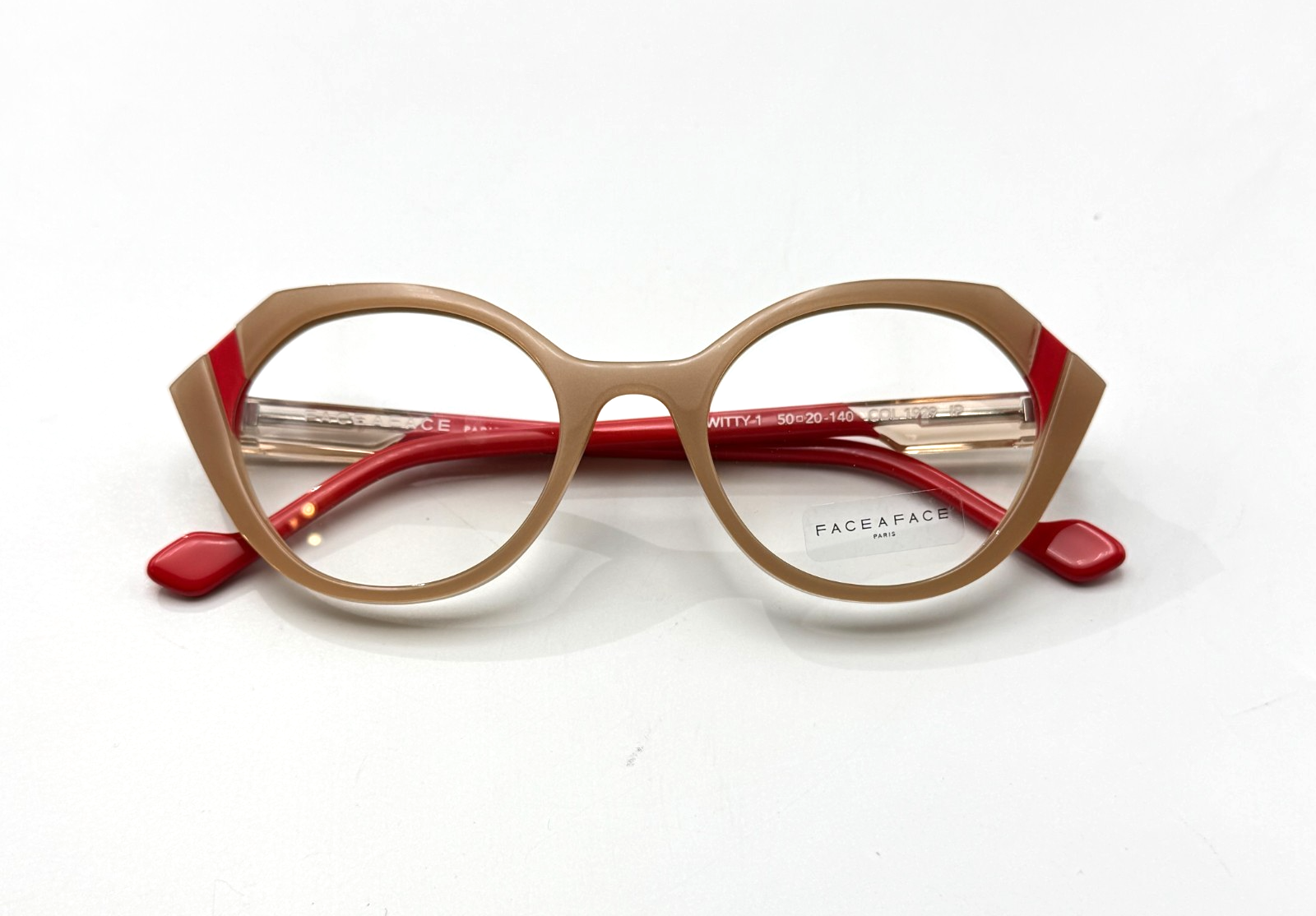 Face A Face Eyeglass Frames Witty 1 1929 Nude Opale Opaque Cat Eye 50-20-140 New